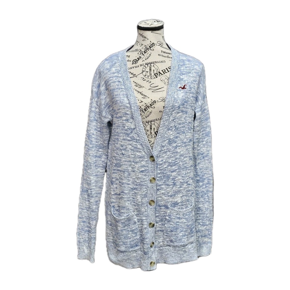 Hollister Button Front Cardigan Women S Marl Knit Oversized Space dye Y2K School